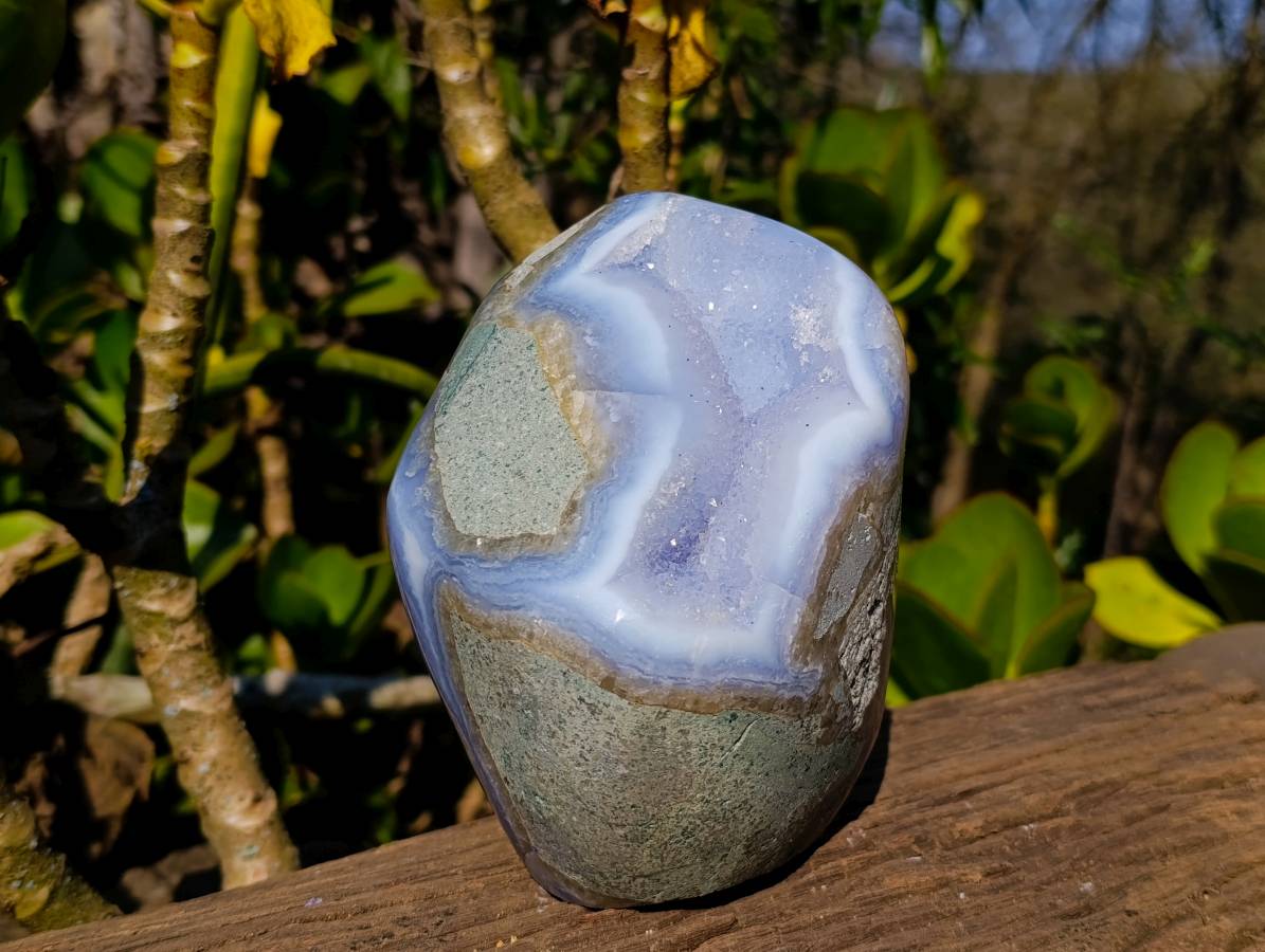 Polished Blue Lace Agate Standing Free Form x 1 From Malawi - Toprock Gemstones and Minerals 