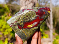Polished Bastite Dragon Bloodstone Standing Free Forms x 4 From South Africa