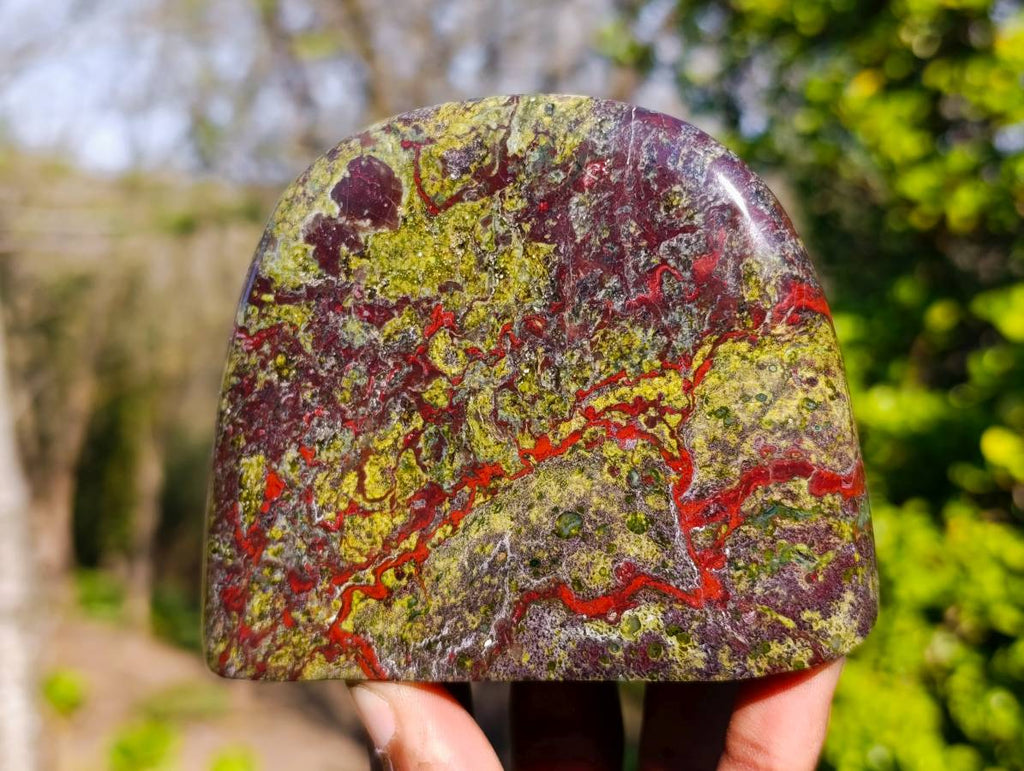 Polished Bastite Dragon Bloodstone Standing Free Forms x 4 From South Africa - Toprock Gemstones and Minerals 