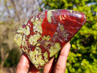 Polished Bastite Dragon Bloodstone Standing Free Forms x 4 From South Africa