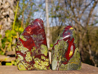 Polished Bastite Dragon Bloodstone Standing Free Forms x 4 From South Africa