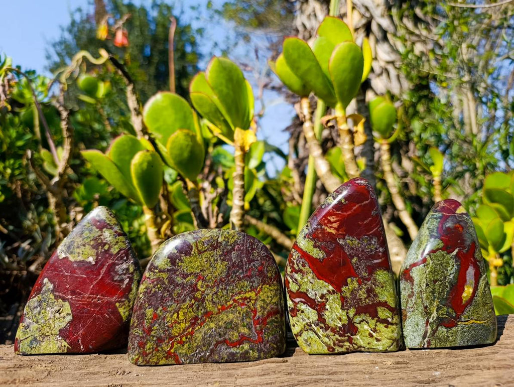 Polished Bastite Dragon Bloodstone Standing Free Forms x 4 From South Africa - Toprock Gemstones and Minerals 