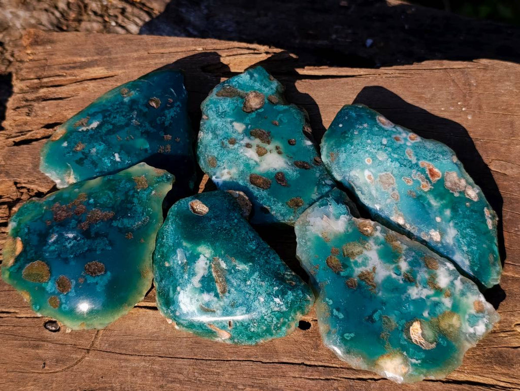 Polished On One Side Emerald Mtorolite x 6 From Mutorashanga, Zimbabwe - Toprock Gemstones and Minerals 