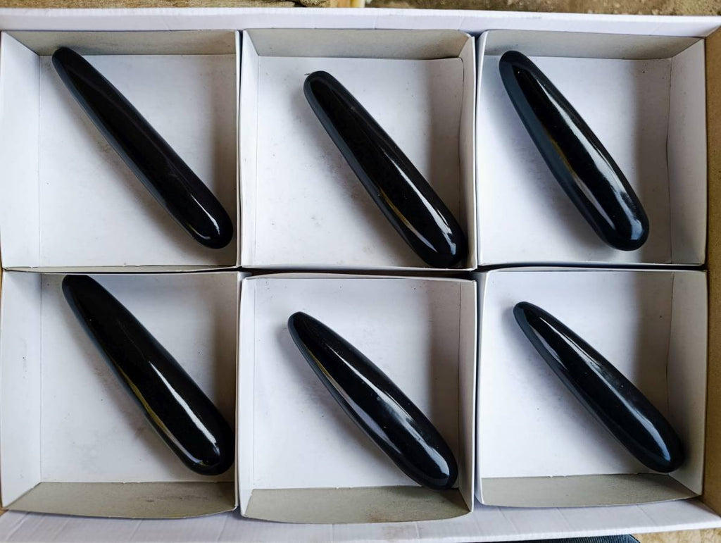 Polished Black Basalt Massage Wands x 6 From Antsirabe, Madagascar - Toprock Gemstones and Minerals 