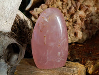 Polished Rose Quartz Standing Free Forms x 2 From Madagascar