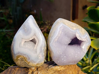 Polished Blue Lace Agate Standing Free Forms x 2 From Malawi