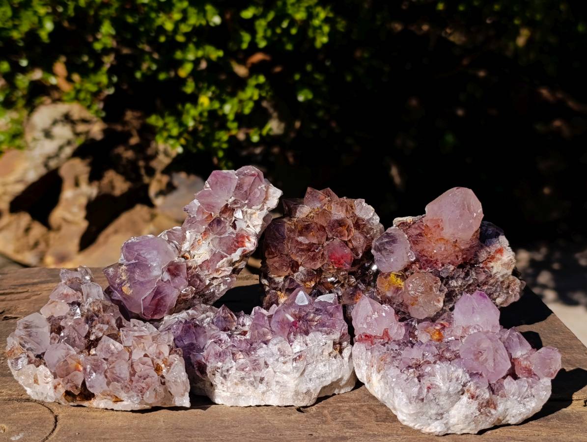 Natural Amethyst Spirit Quartz Clusters x 6 From South Africa - Toprock Gemstones and Minerals 