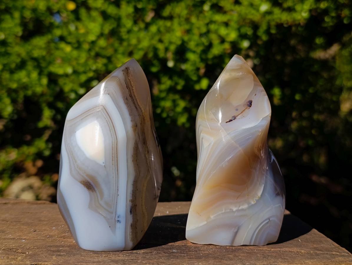 Polished Banded Agate Flames x 6 From Madagascar - Toprock Gemstones and Minerals 