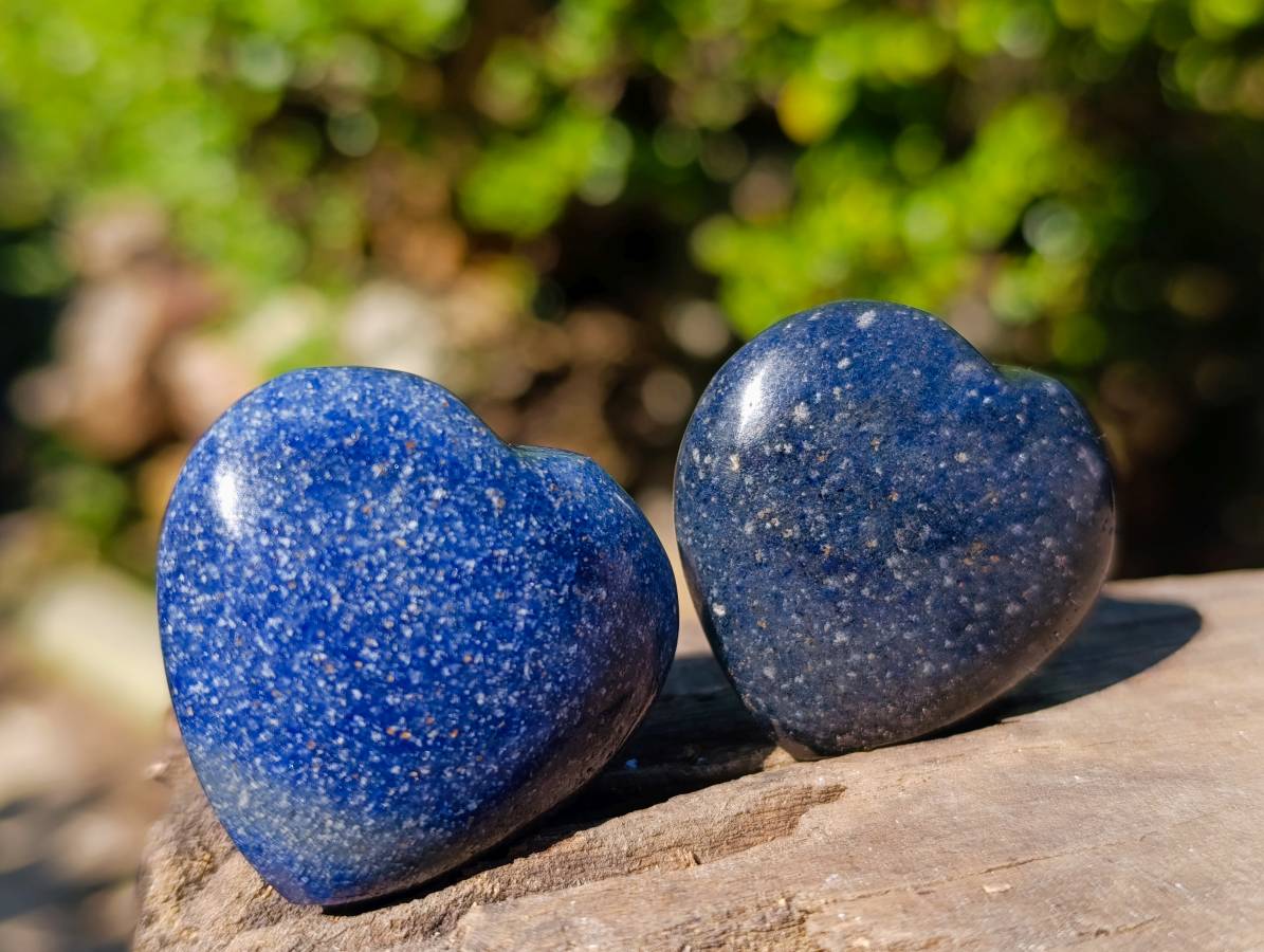 Polished Lazulite Hearts x 35 From Madagascar - Toprock Gemstones and Minerals 