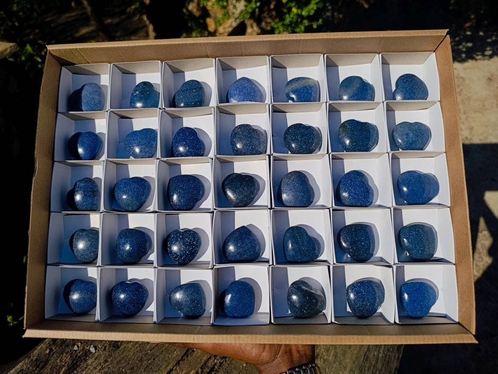 Polished Lazulite Hearts x 35 From Madagascar - Toprock Gemstones and Minerals 