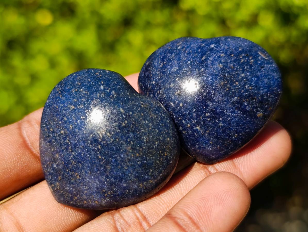 Polished Lazulite Hearts x 35 From Madagascar - Toprock Gemstones and Minerals 