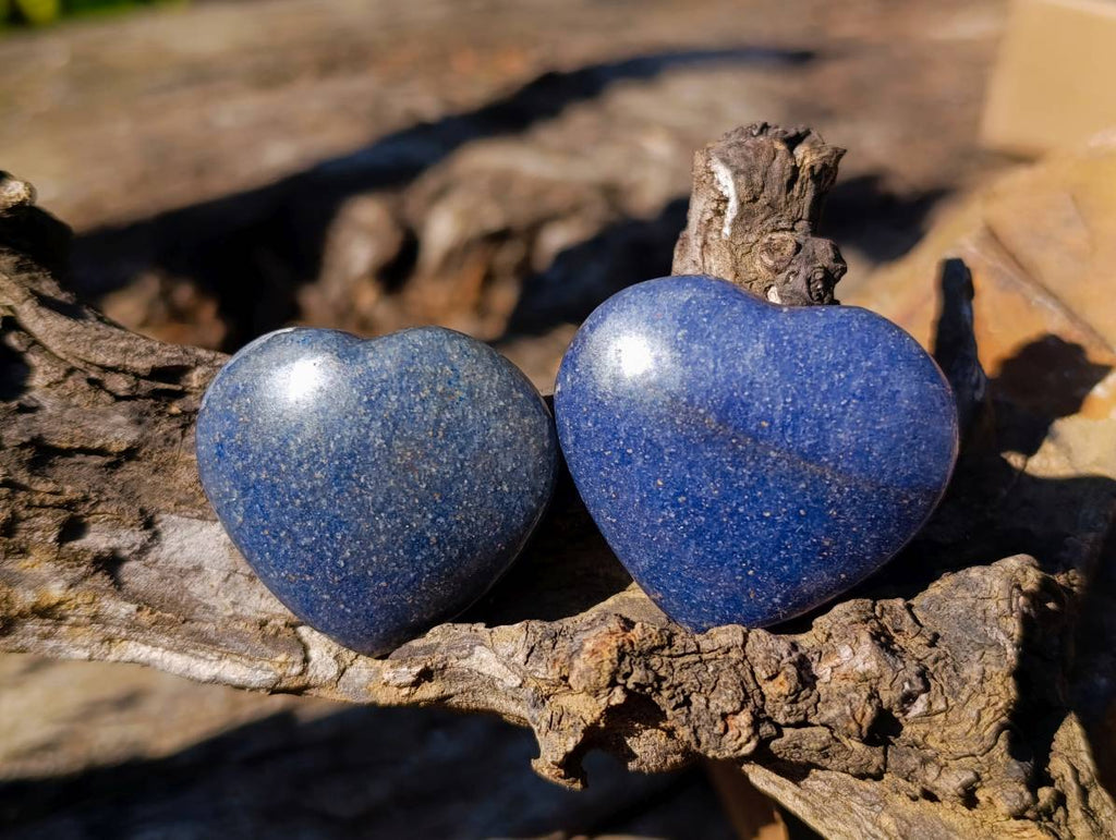 Polished Lazulite Hearts x 35 From Madagascar - Toprock Gemstones and Minerals 