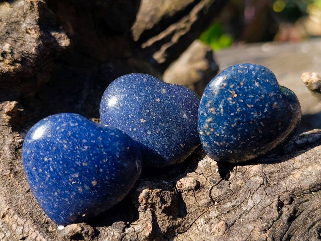 Polished Lazulite Hearts x 35 From Madagascar - Toprock Gemstones and Minerals 