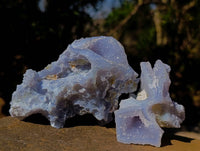 Natural Etched Blue Chalcedony Specimens x 6 From Nsanje, Malawi
