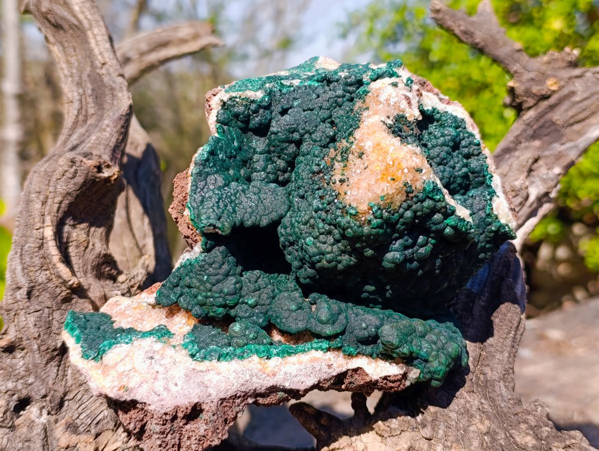 Natural Ball Malachite On Dolomite Matrix Specimens x 2 From Kambove, Congo - Toprock Gemstones and Minerals 