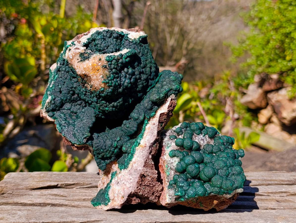 Natural Ball Malachite On Dolomite Matrix Specimens x 2 From Kambove, Congo - Toprock Gemstones and Minerals 