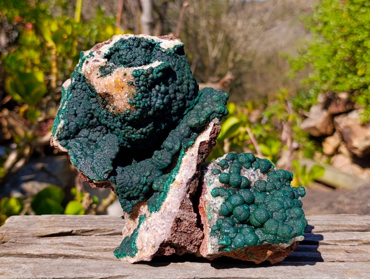 Natural Ball Malachite On Dolomite Matrix Specimens x 2 From Kambove, Congo - Toprock Gemstones and Minerals 