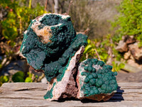 Natural Ball Malachite On Dolomite Matrix Specimens x 2 From Kambove, Congo