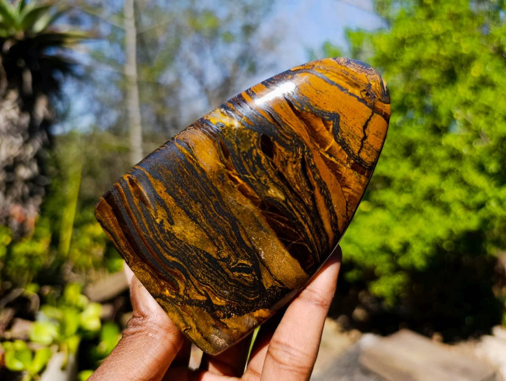 Polished Banded Tiger Iron Standing Free Forms x 3 From South Africa - Toprock Gemstones and Minerals 