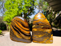 Polished Banded Tiger Iron Standing Free Forms x 3 From South Africa
