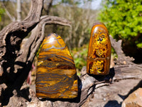 Polished Banded Tiger Iron Standing Free Forms x 3 From South Africa