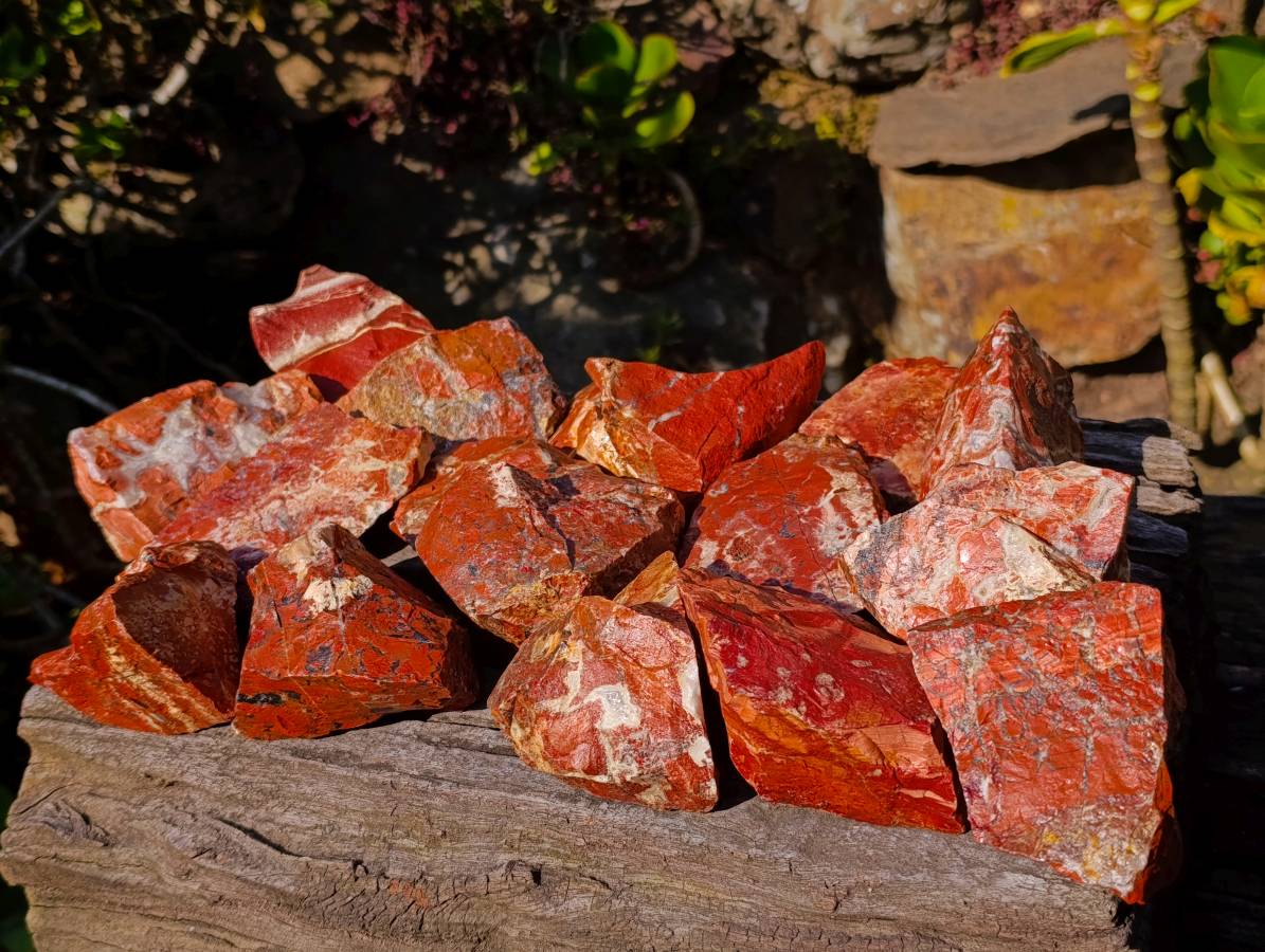 Natural Brecciated Red Jasper Cobbed Specimens x 24 from South Africa - Toprock Gemstones and Minerals 