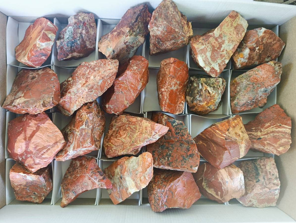 Natural Brecciated Red Jasper Cobbed Specimens x 24 from South Africa - Toprock Gemstones and Minerals 