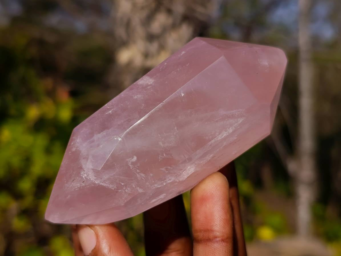 Polished Rose Quartz Double Terminated Points x 6 From Madagascar - Toprock Gemstones and Minerals 