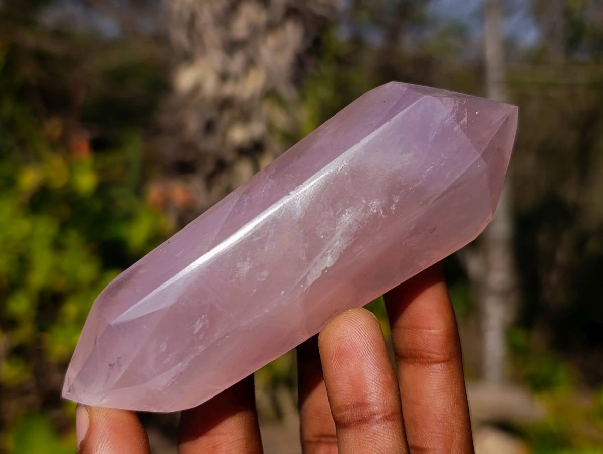 Polished Rose Quartz Double Terminated Points x 6 From Madagascar - Toprock Gemstones and Minerals 