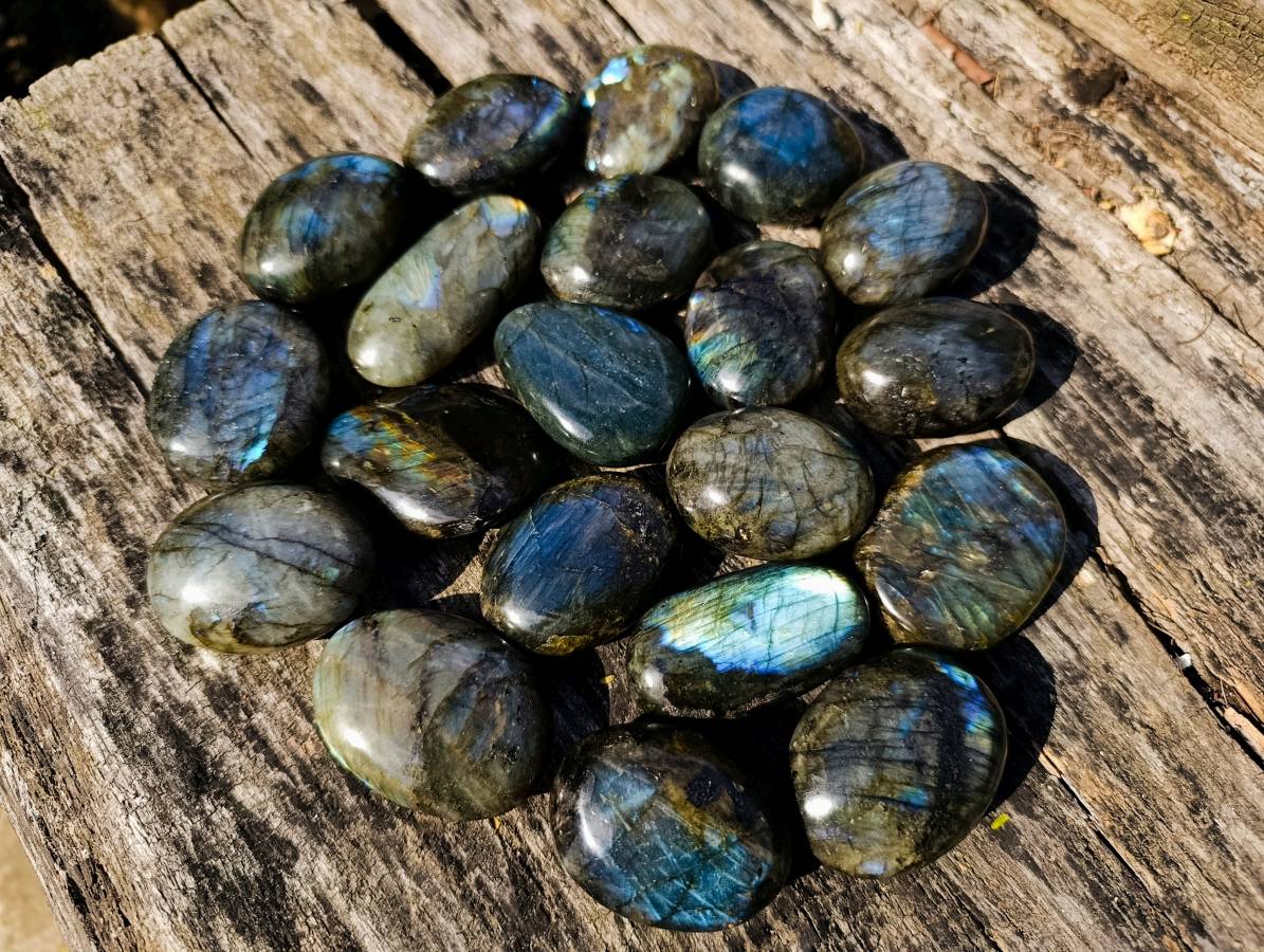 Polished Labradorite Palm Stones x 20 From Tulear, Madagascar - Toprock Gemstones and Minerals 
