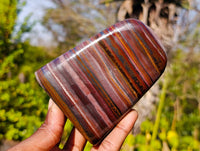 Polished Banded Tiger Iron Standing Free Forms x 3 From South Africa