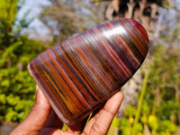 Polished Banded Tiger Iron Standing Free Forms x 3 From South Africa