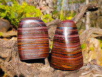 Polished Banded Tiger Iron Standing Free Forms x 3 From South Africa