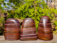 Polished Banded Tiger Iron Standing Free Forms x 3 From South Africa