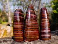 Polished Banded Tiger Iron Standing Free Forms x 3 From South Africa
