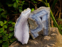 Natural Blue Lace Agate Geode Specimens x 6 From Malawi