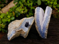 Natural Blue Lace Agate Geode Specimens x 6 From Malawi
