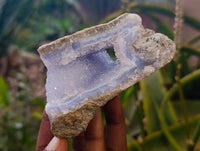 Natural Blue Lace Agate Geode Specimens x 6 From Malawi