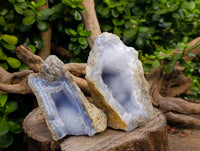Natural Blue Lace Agate Geode Specimens x 6 From Malawi