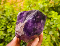 Polished Chevron Amethyst Points x 2 From Zambia