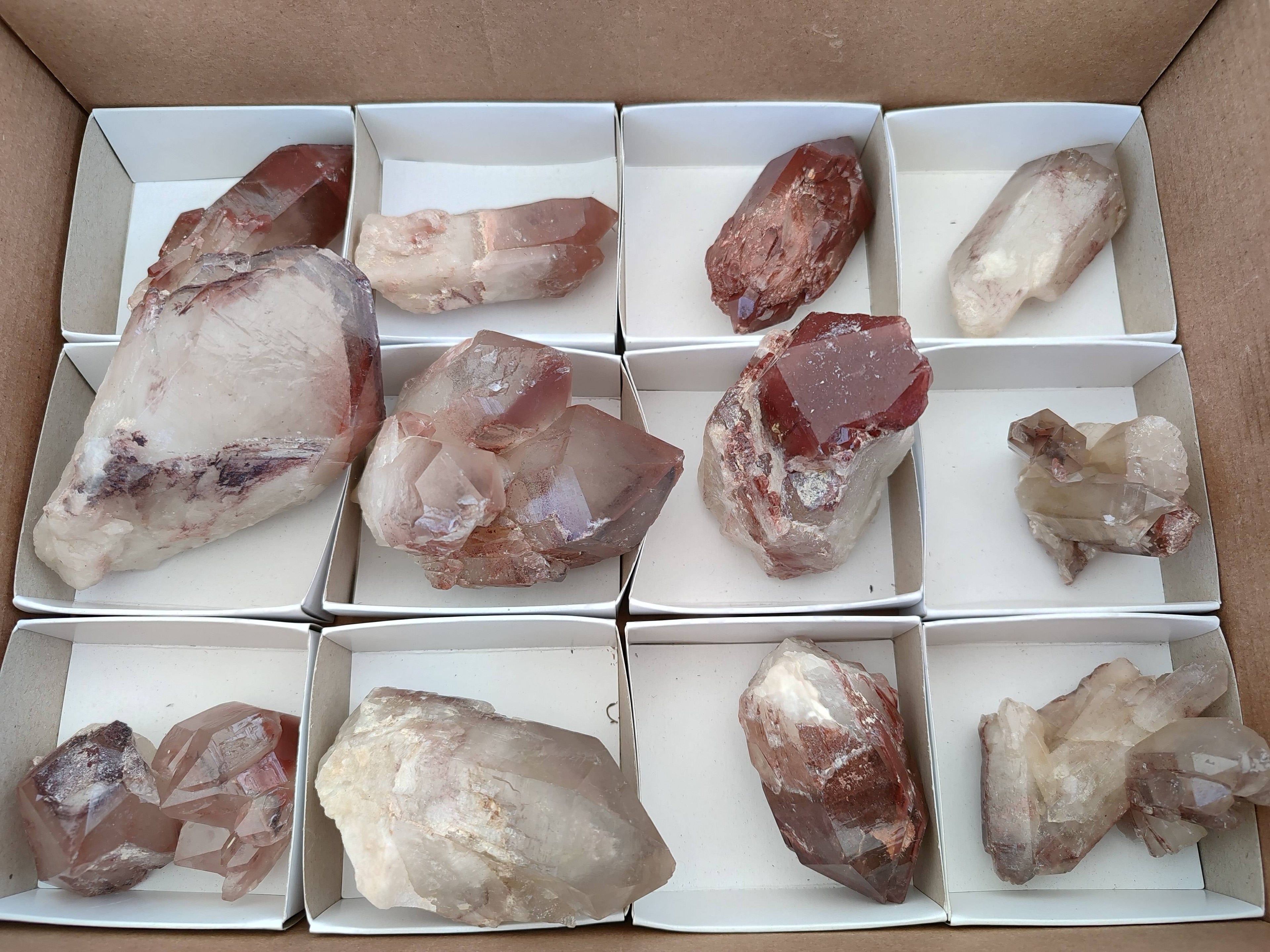 Natural Red Hematoid Quartz Crystals x 13 From Karoi, Zimbabwe - Toprock Gemstones and Minerals 