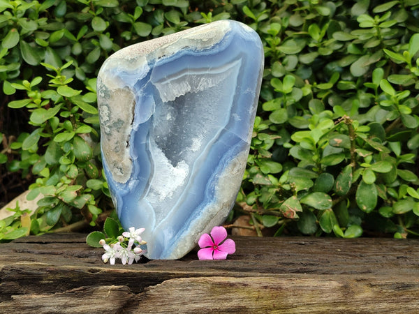 Polished Blue Lace Agate Standing Free Form x 1 From Malawi