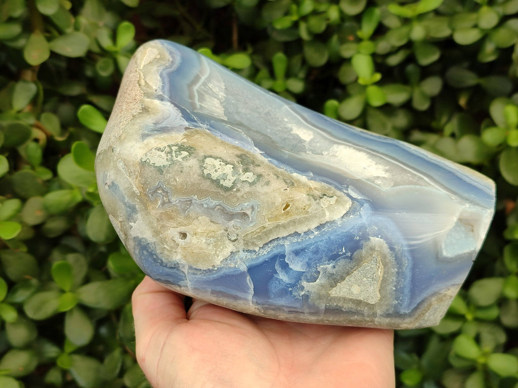 Polished Blue Lace Agate Standing Free Form x 1 From Malawi - Toprock Gemstones and Minerals 