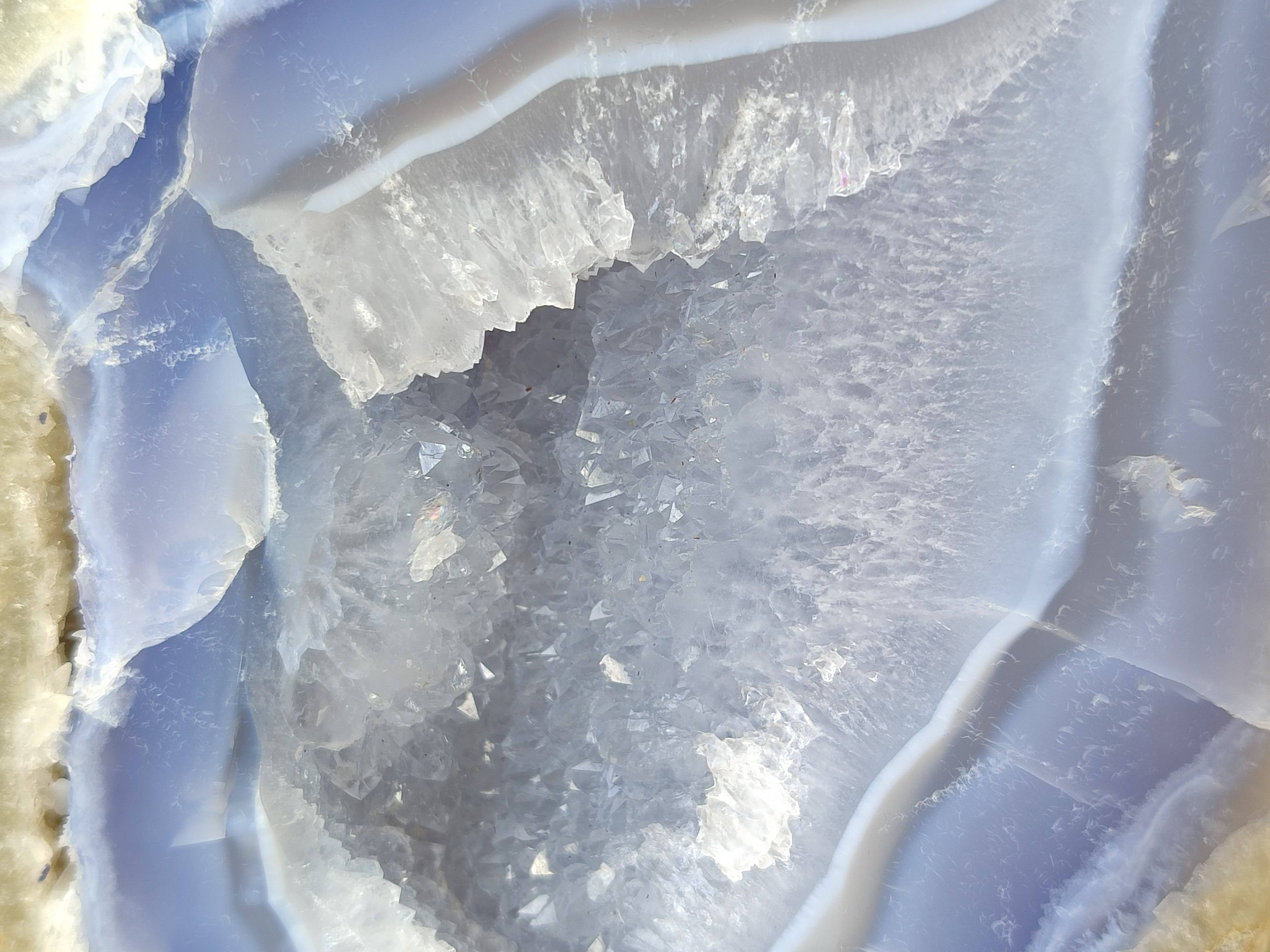 Polished Blue Lace Agate Standing Free Form x 1 From Malawi - Toprock Gemstones and Minerals 