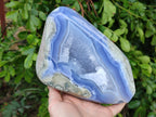 Polished Blue Lace Agate Standing Free Form x 1 From Malawi - Toprock Gemstones and Minerals 