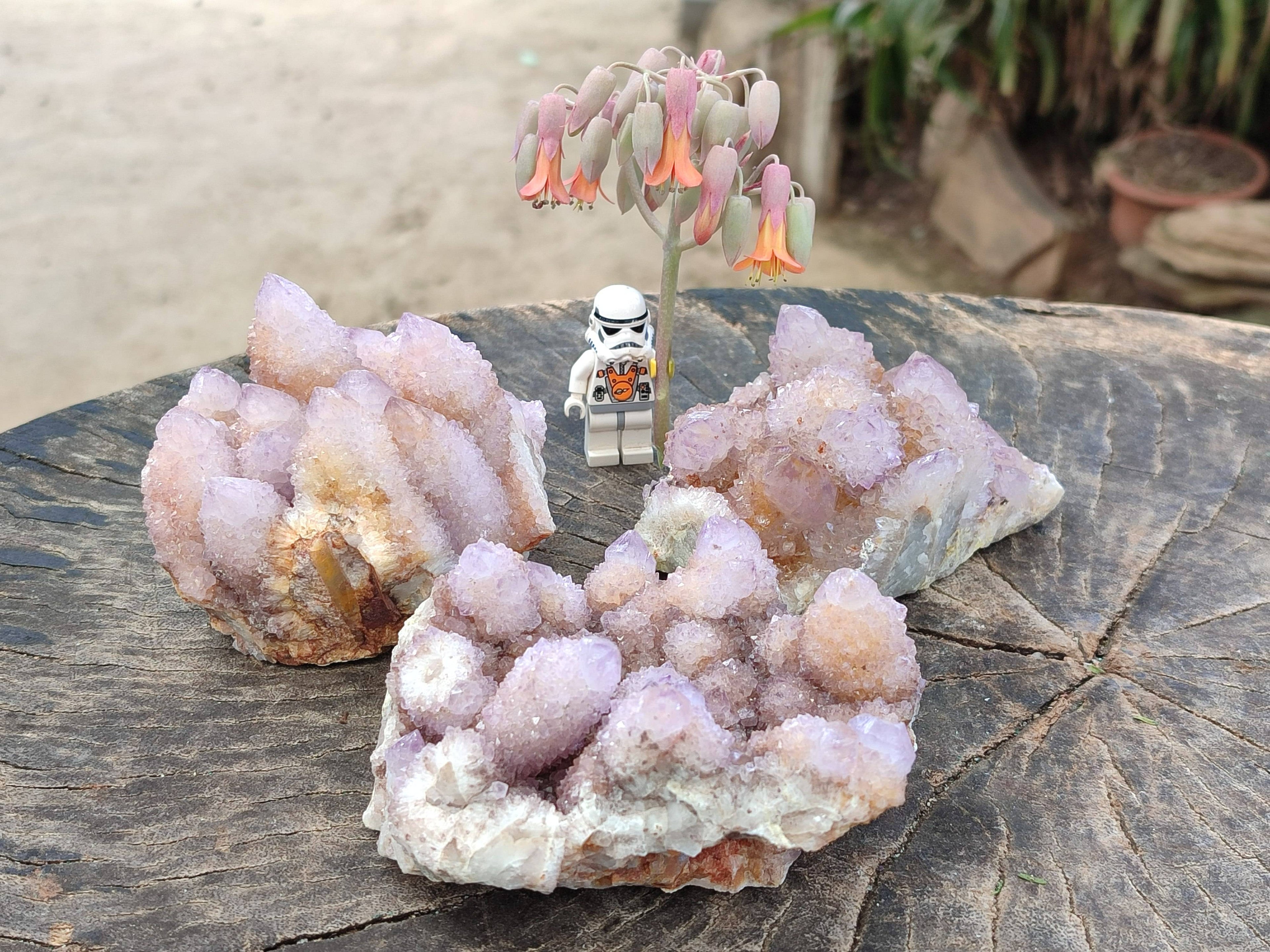 Natural Amethyst Spirit Quartz Clusters x 3 From Boekenhouthoek, South Africa - Toprock Gemstones and Minerals 