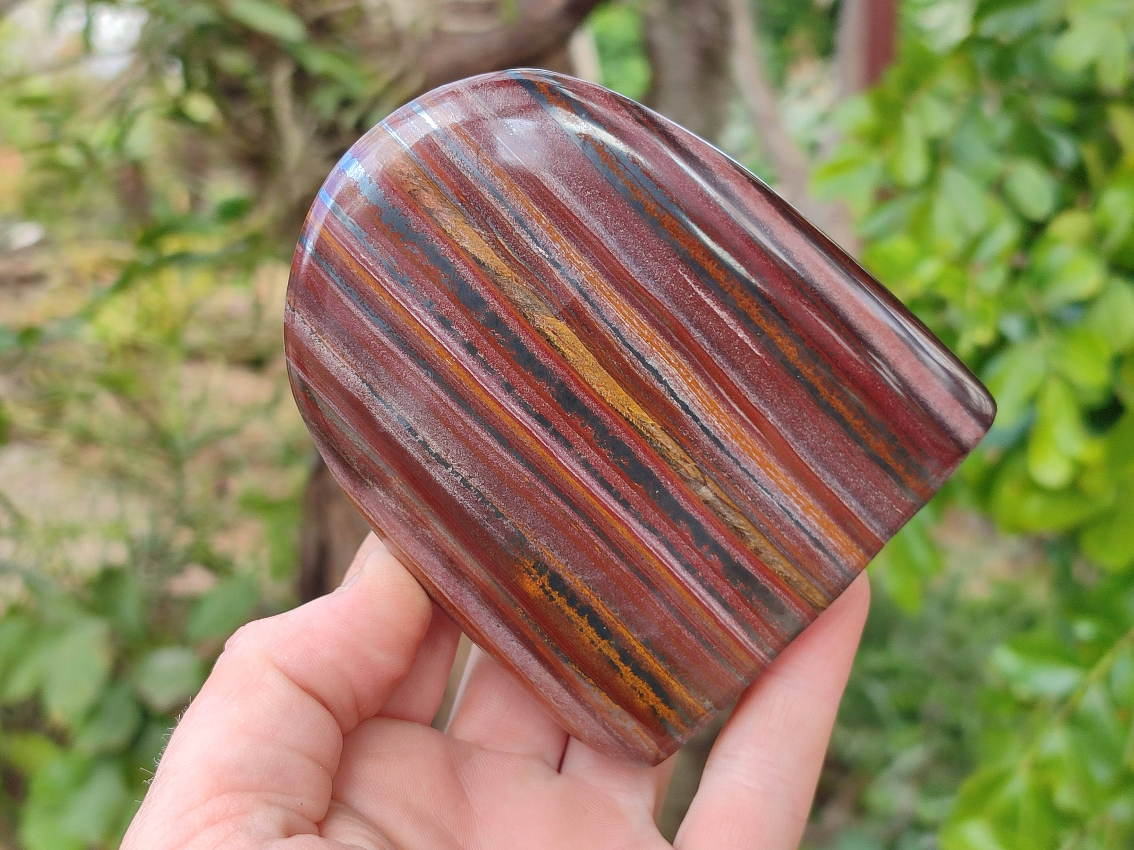 Polished Banded Tiger Iron Standing Free Forms x 3 From South Africa - Toprock Gemstones and Minerals 