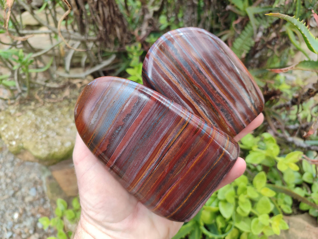 Polished Banded Tiger Iron Standing Free Forms x 3 From South Africa - Toprock Gemstones and Minerals 