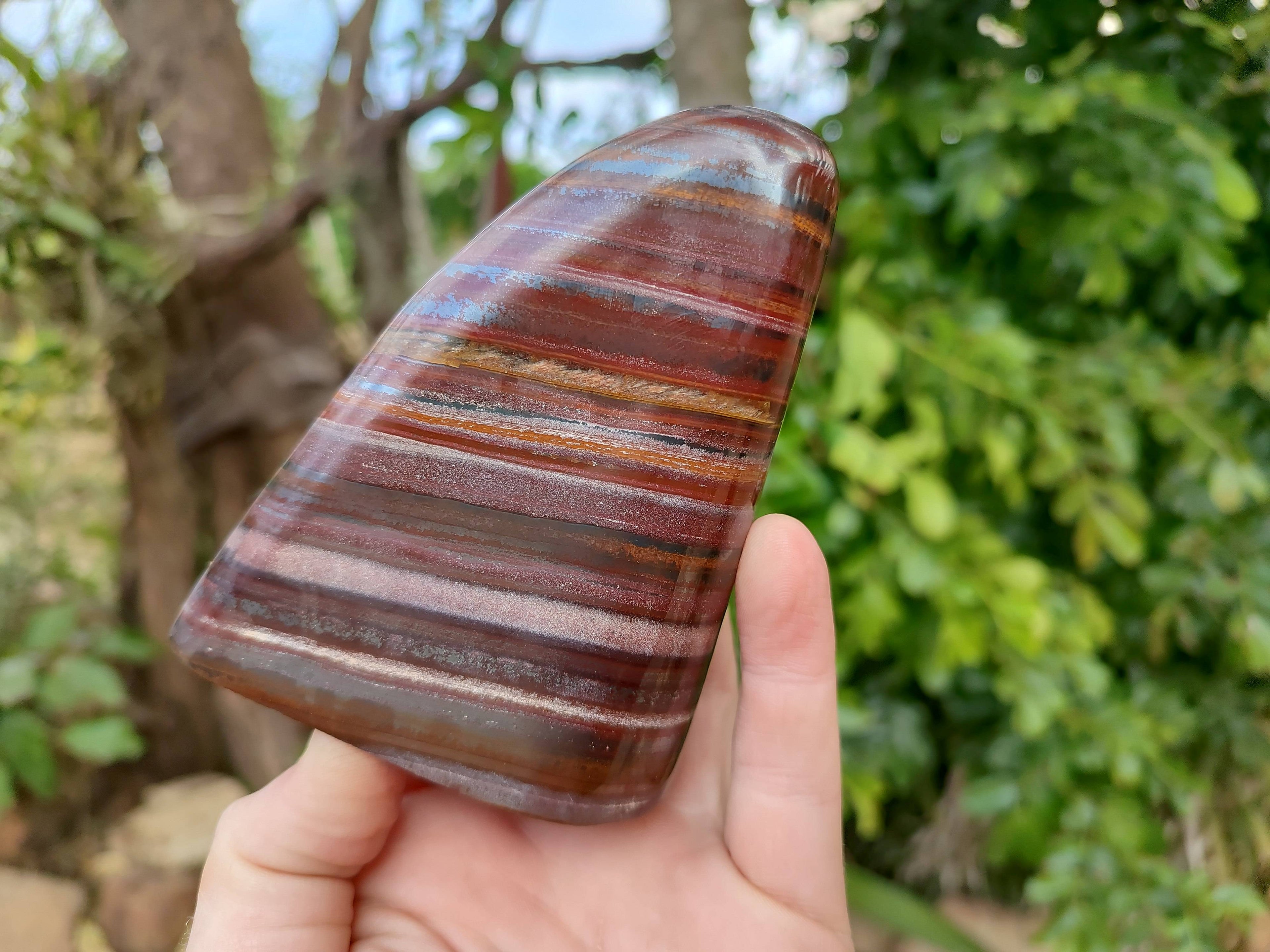 Polished Banded Tiger Iron Standing Free Forms x 3 From South Africa - Toprock Gemstones and Minerals 