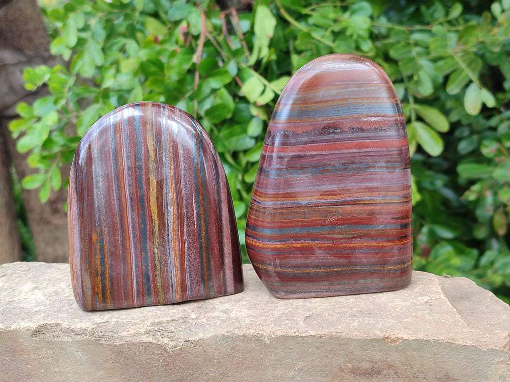 Polished Banded Tiger Iron Standing Free Forms x 3 From South Africa - Toprock Gemstones and Minerals 